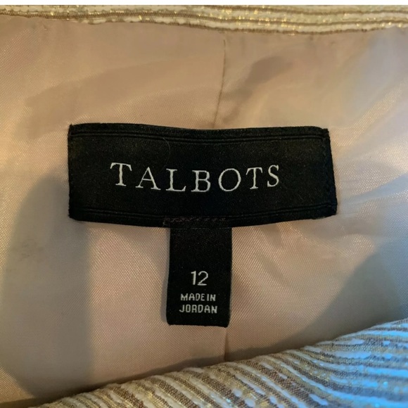 NEW TALBOTS Gold White Textured 3/4 Sleeve Blazer - Picture 5 of 5